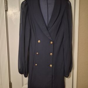 SHEIN Navy Dress with Gold Buttons